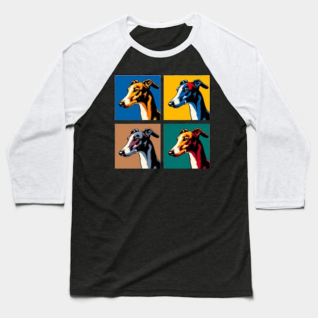 Greyhound Pop Art - Dog Lovers Baseball T-Shirt by PawPopArt